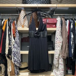 Black and Leather Sky Halter Dress